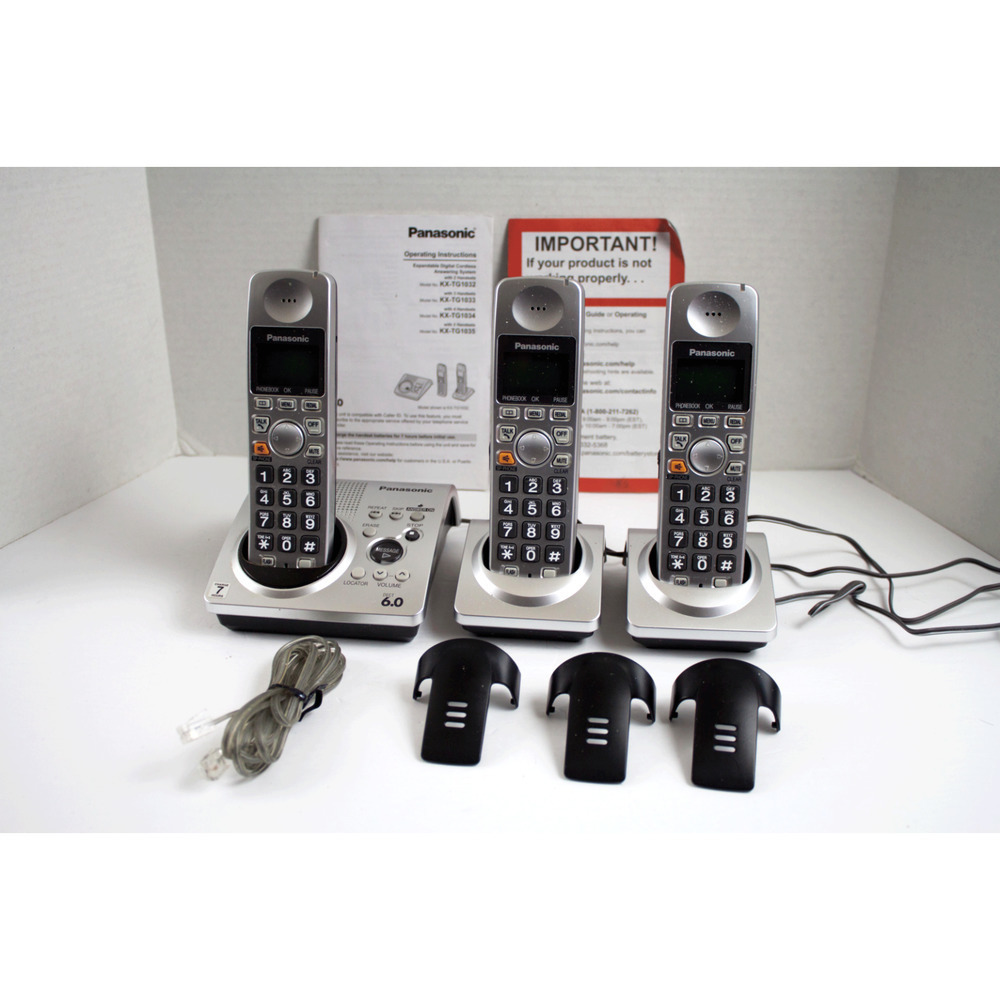 Panasonic KX-TG1033S Phone System in Silver - 3 Handsets